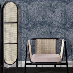 Rock Marbling Wallpaper • Marble Wallpaper • Navy • Insitu