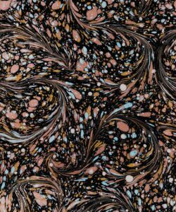 Marble Swirls Wallpaper • Flowing Stone • Orange • Insitu • Swatch