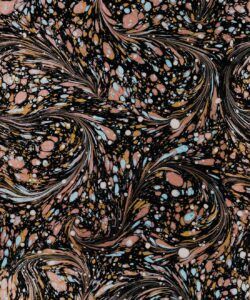 Marble Swirls Wallpaper • Flowing Stone • Orange • Insitu • Swatch