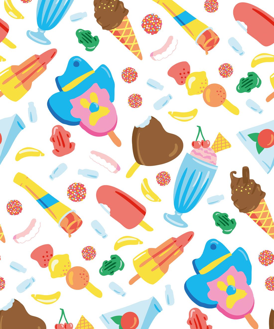 Billie Wallpaper • Food Candy Playful Kids • Grey • Swatch