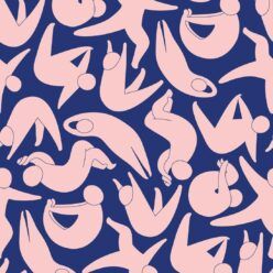 Down Face Dog Wallpaper • Soothing • Navy • Swatch