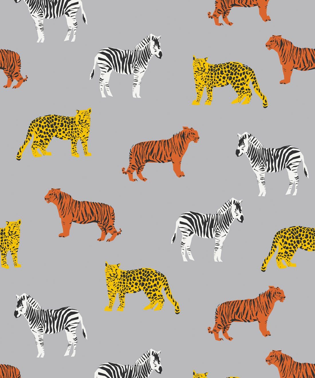 LZT Wallpaper • Leopards Zebra Tigers Animal • Grey • Swatch