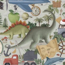 Adventureland Wallpaper • Children's Wallpaper • Misty Green • Swatch