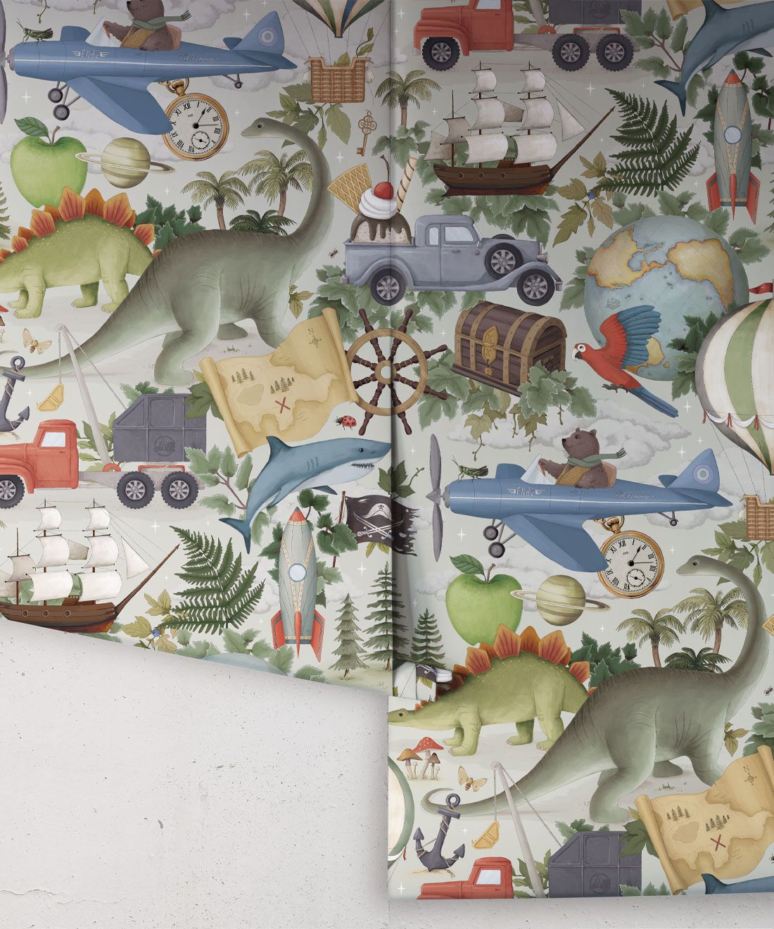 Adventureland Wallpaper • Children's Wallpaper • Misty Green • Roll