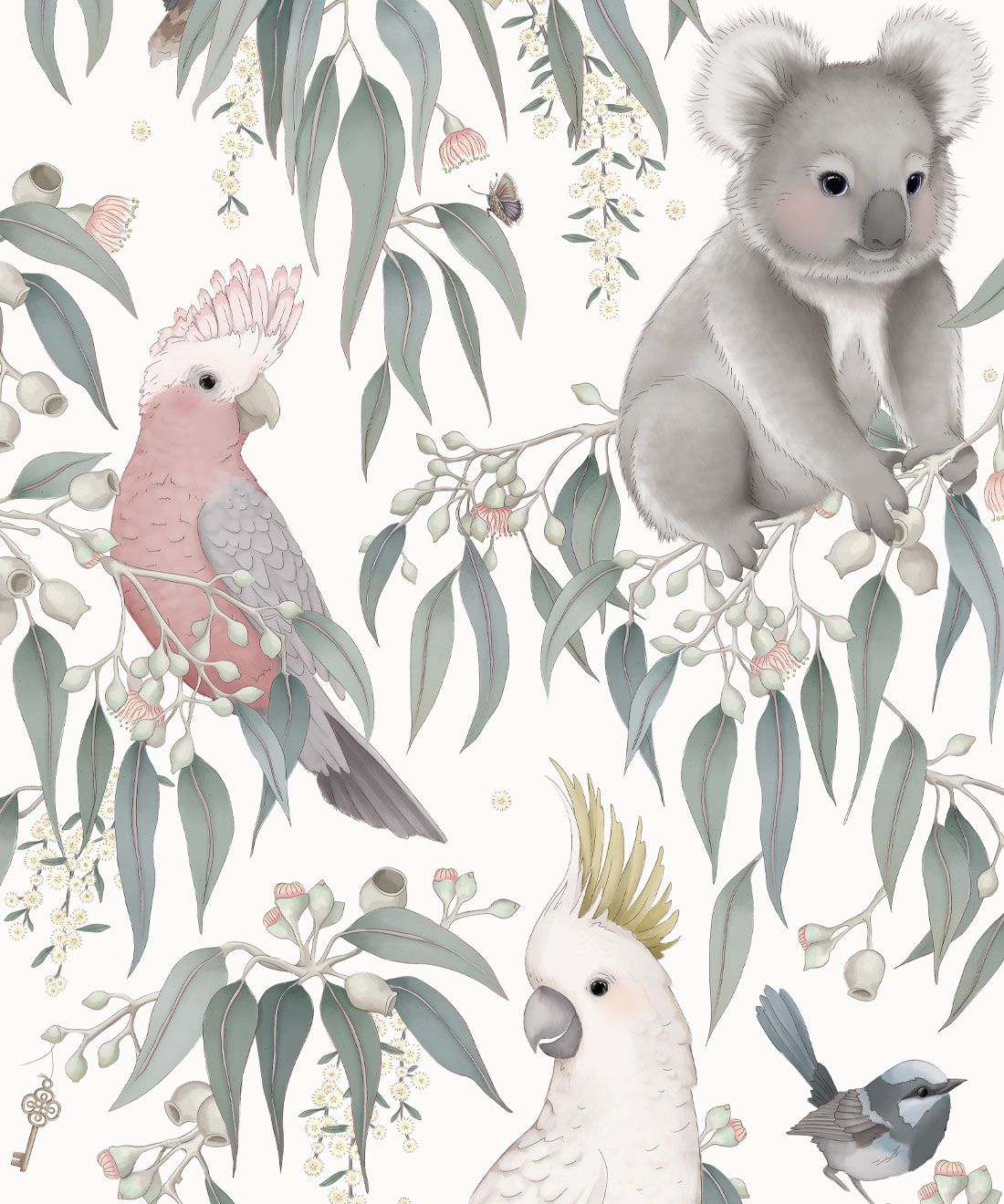 Bush Babies Wallpaper • Children's Wallpaper • Gardenia • Swatch