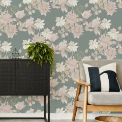 Protea Wallpaper • Floral Wallpaper • Olive Grove • Insitu