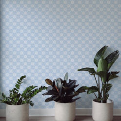 Sunflower Wallpaper • Floral Wallpaper • Bell Blue • Insitu