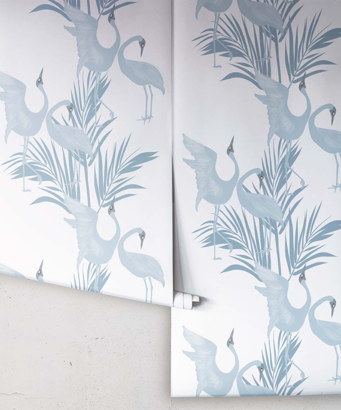 Dancing Brolga Wallpaper • Tropical Wallpaper • Powder Blue• Roll