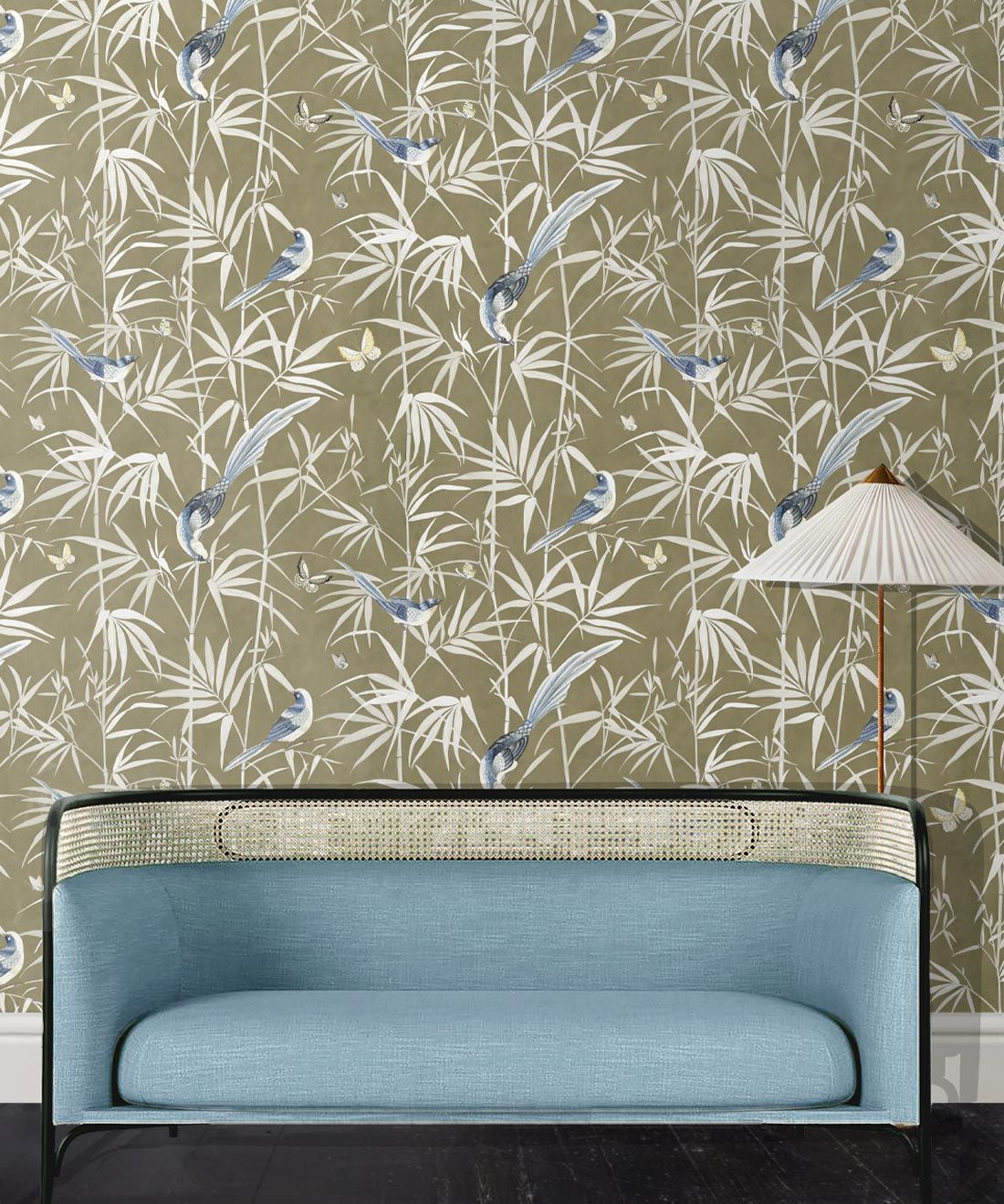 Bamboo Wallpaper • Olive • Insitu