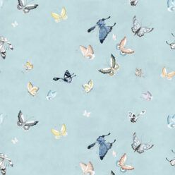 Butterflies Wallpaper • French Blue • Swatch