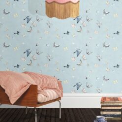 Butterflies Wallpaper • French Blue • Insitu