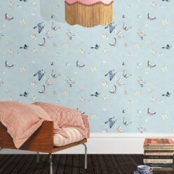 Butterflies Wallpaper • French Blue • Insitu