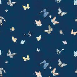 Butterflies Wallpaper • Navy • Swatch