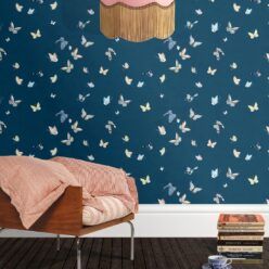 Butterflies Wallpaper • Navy • Insitu