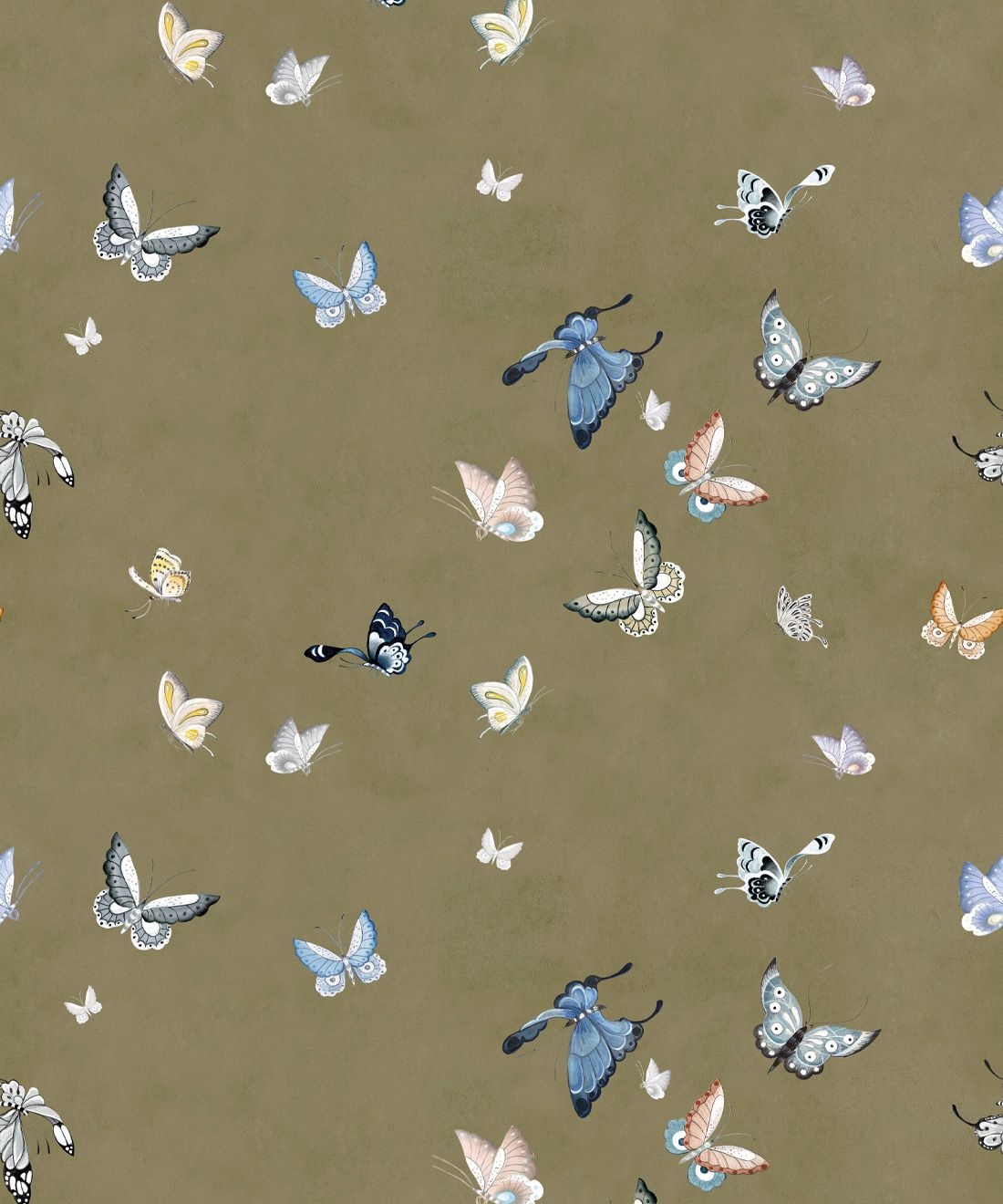 Butterflies Wallpaper • Olive • Swatch