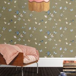 Butterflies Wallpaper • Olive • Insitu