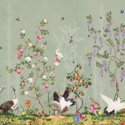 Oriental Garden Mural • Green Tea • Part 2 • Swatch