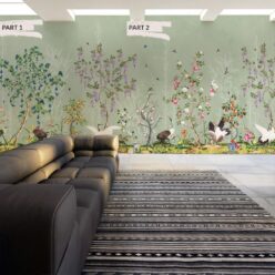 Oriental Garden Mural • Green Tea • Part 1 & Part 2 • Swatch