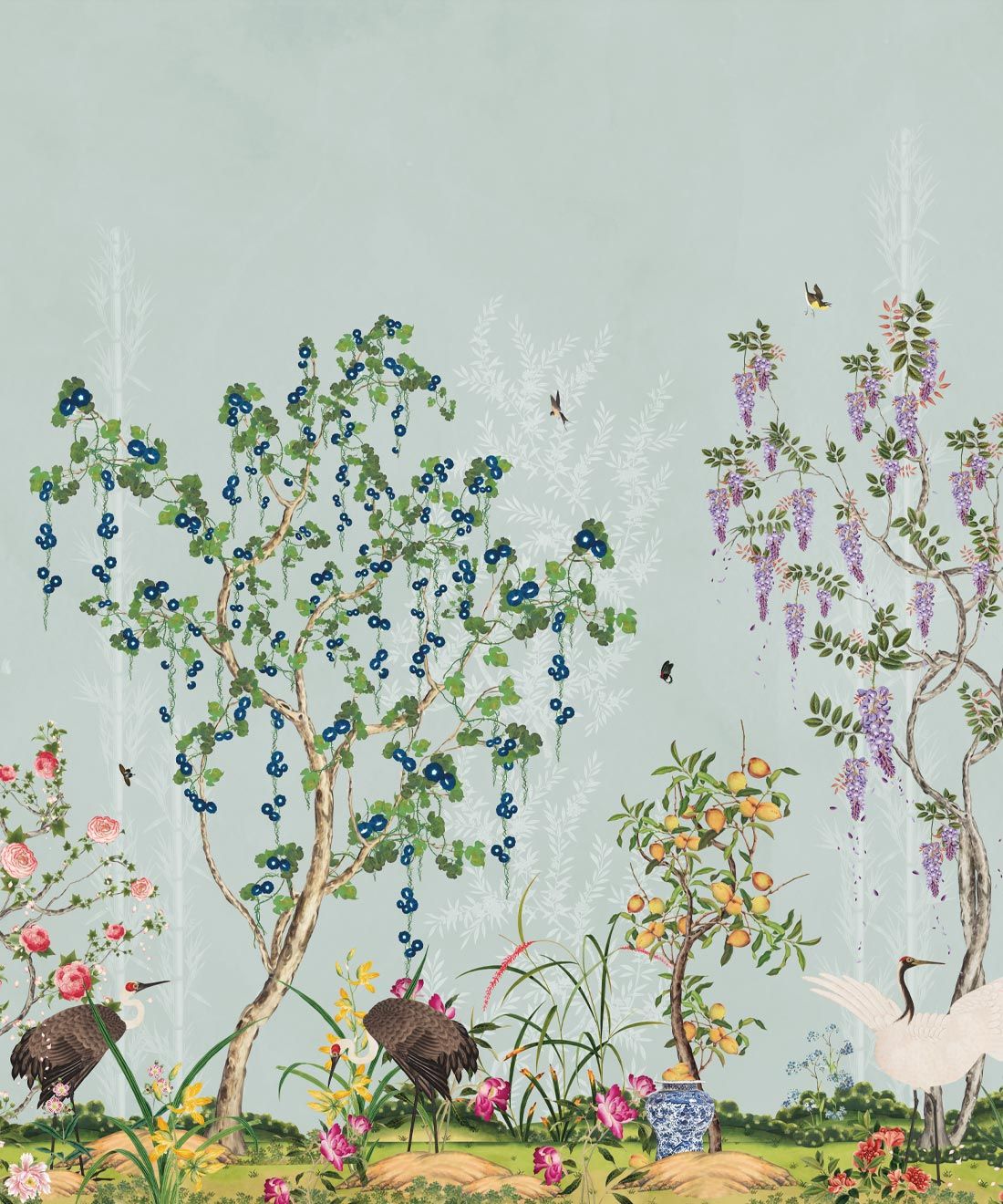 Oriental Garden Mural • Teal • Part 1 • Swatch