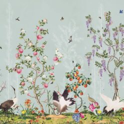 Oriental Garden Mural • Teal • Part 2 • Swatch