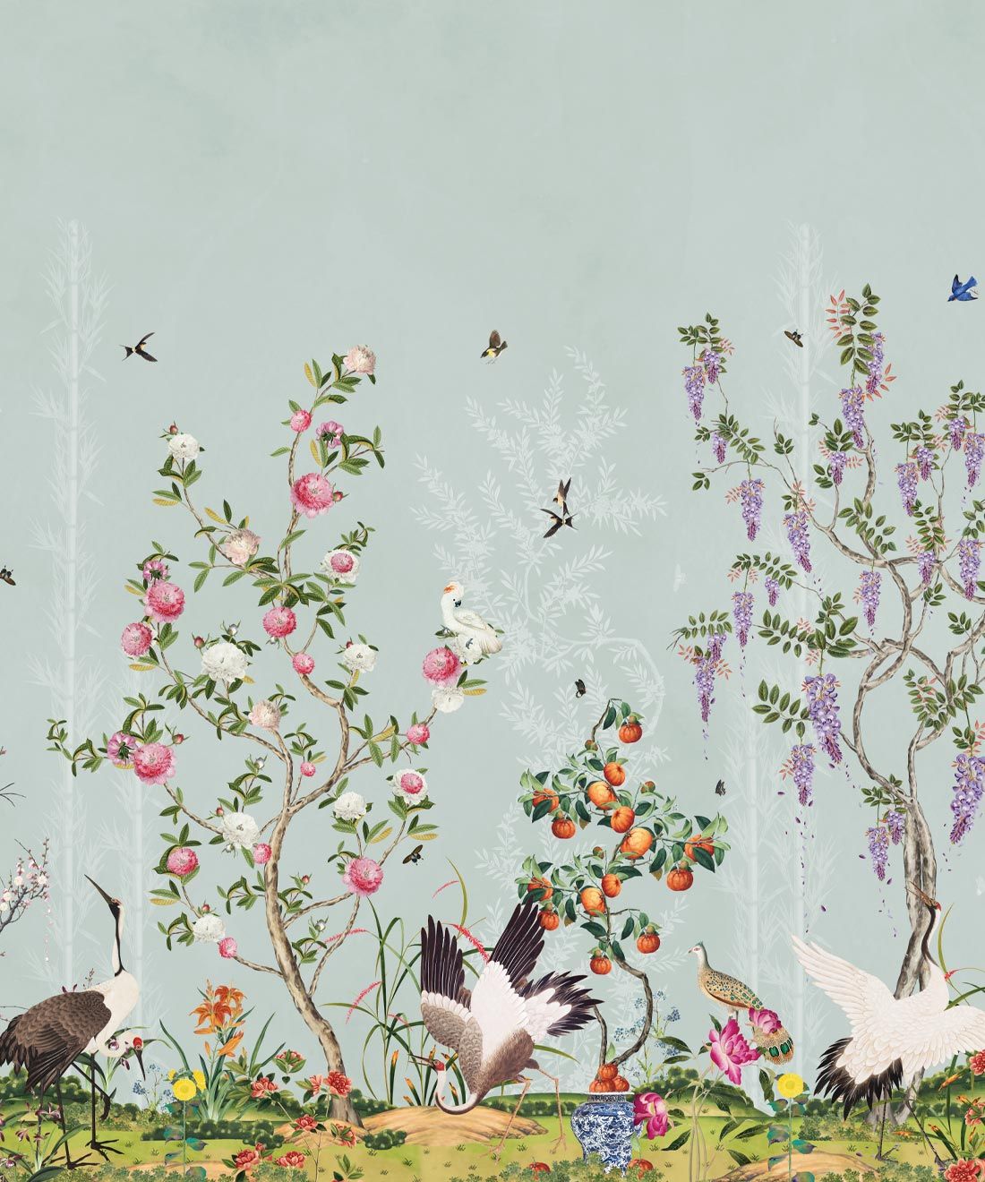 Oriental Garden Mural • Teal • Part 2 • Swatch