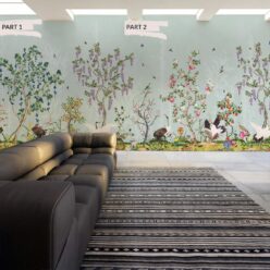 Oriental Garden Mural • Teal • Part 1 & Part 2 • Insitu