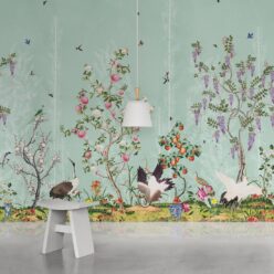 Oriental Garden Mural • Teal • Part 2 • Insitu