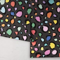 Rainbow Leopard Wallpaper • Charcoal • Rolls