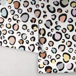 Rainbow Leopard Wallpaper • Pastel Cream • Rolls