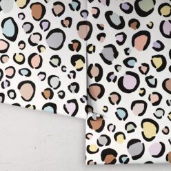 Rainbow Leopard Wallpaper • Pastel Cream • Rolls