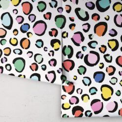 Rainbow Leopard Wallpaper • White • Rolls