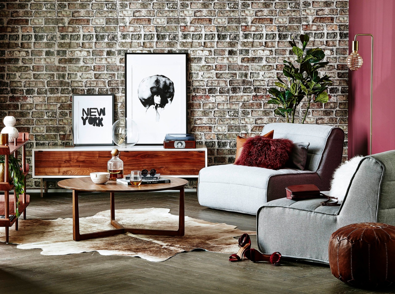 Vintage Brick Wallpaper • Urban Loft • Shabby Chic