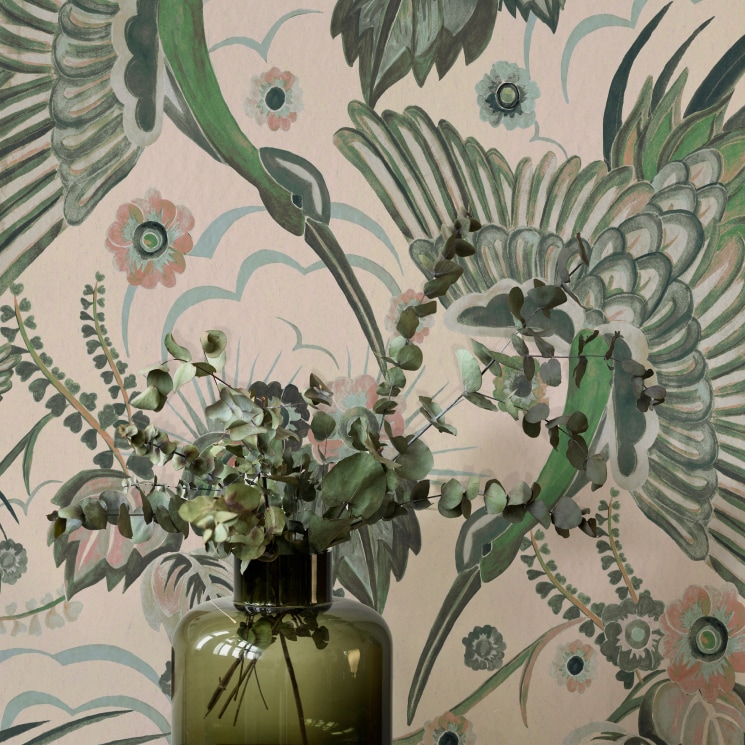 Bird Paradise Wallpaper - Gardens of Andalucia - House of Heras - Colorway: Rose Mint -Lookbook Gallery Image