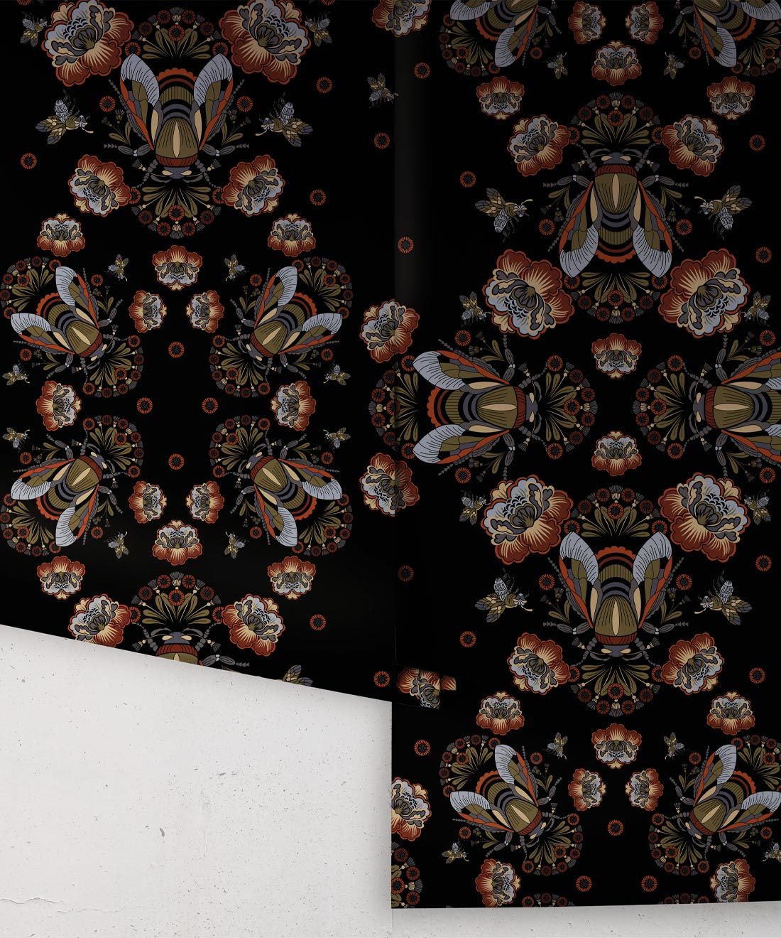 Bees Lace Wallpaper • Midnight • Rolls