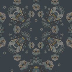 Bees Lace Wallpaper • Navy • Swatch