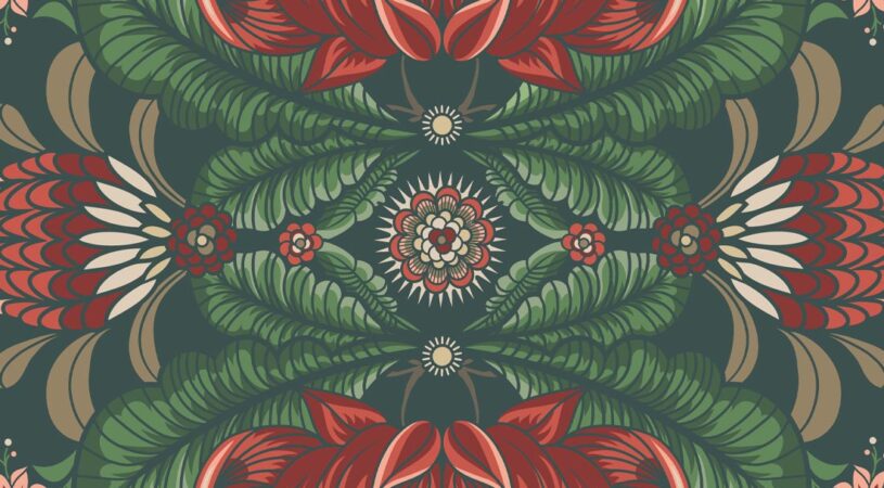 Bush Beauty Wallpaper • Navy • Swatch