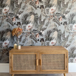 Majestic Palm Wallpaper • Fog • Insitu with cabinet