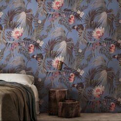 Majestic Palm Wallpaper • Periwinkle • Insitu