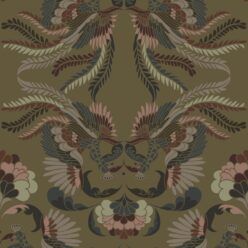 Prancing Peacocks Wallpaper • Antique • Swatch