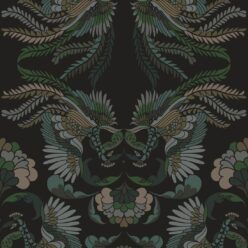 Prancing Peacocks Wallpaper • Midnight • Swatch