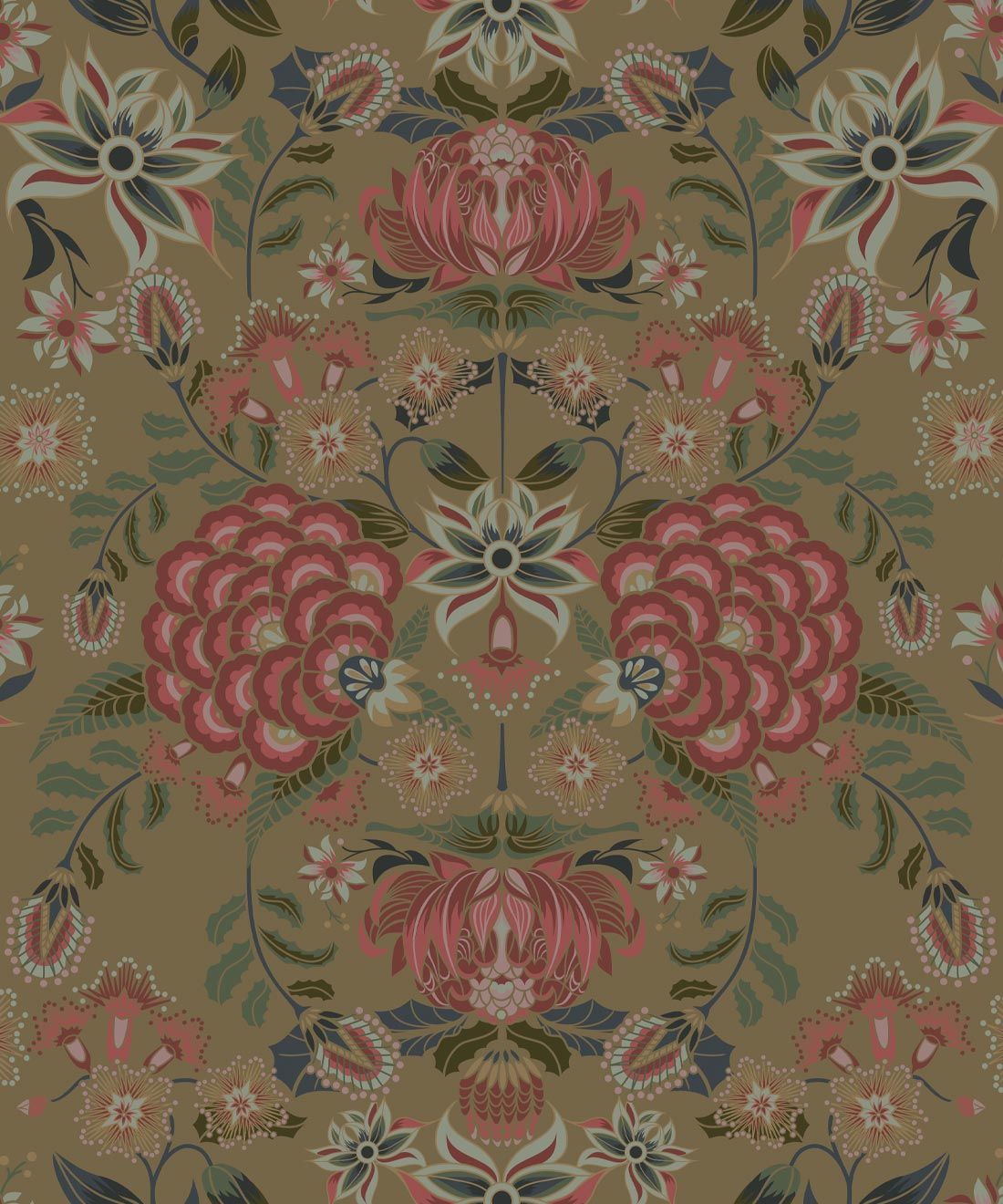 Waratah Wonderland Wallpaper • Marigold • Insitu