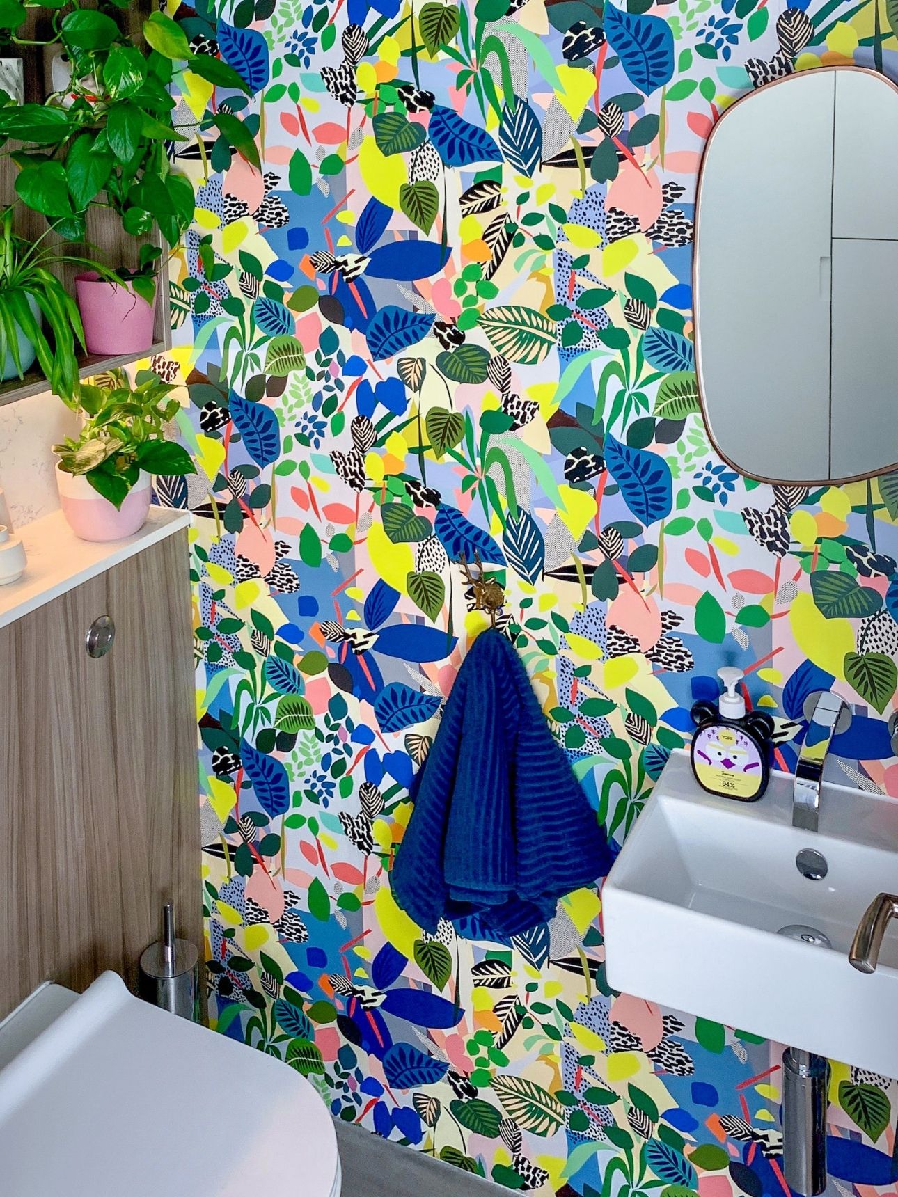 Hockney Wallpaper • Kitty McCall • Colorful Wallpaper • Tropical Wallpaper • Powder Room • Colorful Powder Room