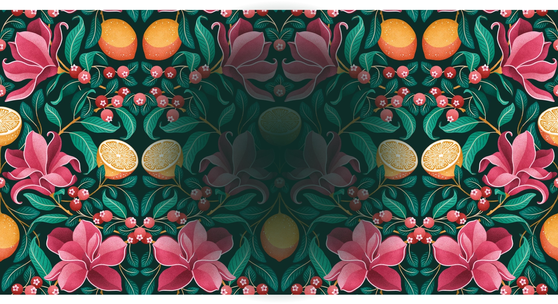 Lemons and Magnolia - Hero Image - Colorway: Ruby and Emerald
