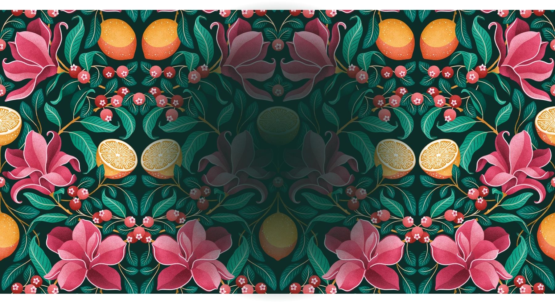 Lemons and Magnolia - Hero Image - Colorway: Ruby and Emerald