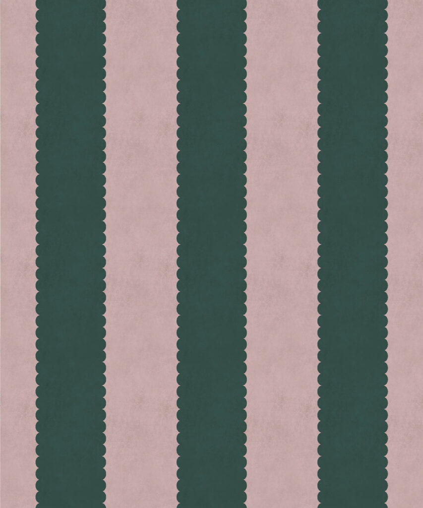 Scallop Stripe Wallpaper - Palace Grove Collection - M&K Studio - Swatch - Colorway: Ruby