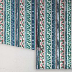 Ribbon Wallpaper - Palace Grove Collection - M&K Studio - Roll - Colorway: Ruby
