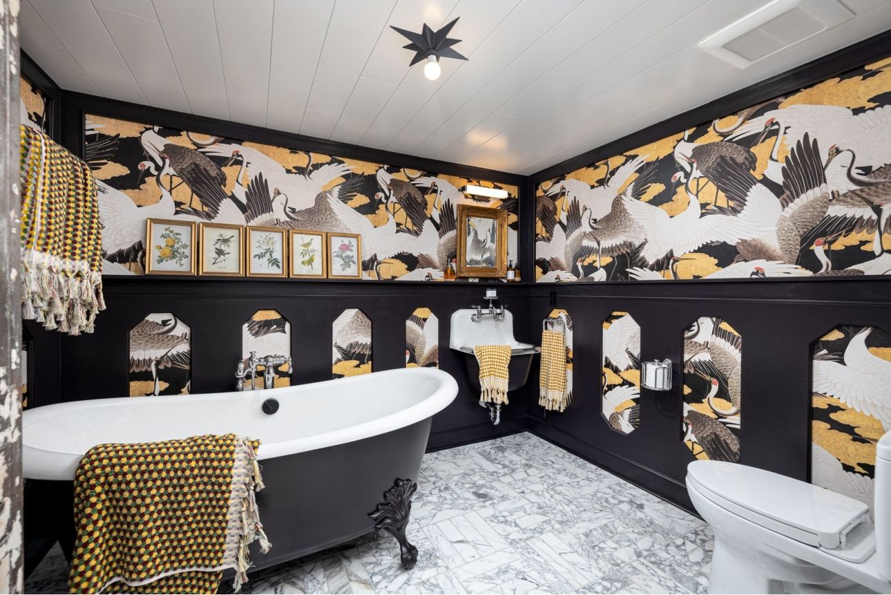 Cranes Wallpaper • Proven Kitchen and Bath Studio