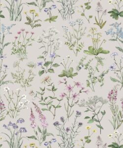 Wallpaper Republic - Floral Emporium Collection - Wild Meadow - Stone - Swatch