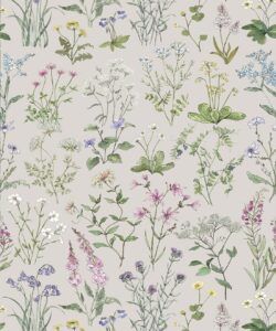 Wallpaper Republic - Floral Emporium Collection - Wild Meadow - Stone - Swatch