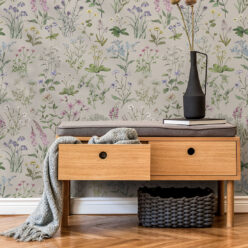 Wallpaper Republic - Floral Emporium Collection - Wild Meadow - Stone - Insitu